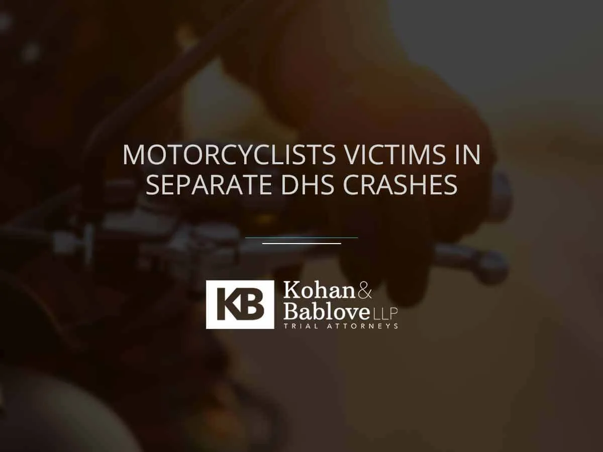 Motorcyclists Victims in Separate DHS Crashes